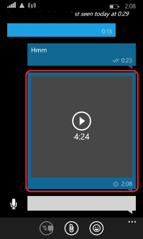 An audio file that has been sent with WhatsApp for Windows Phone